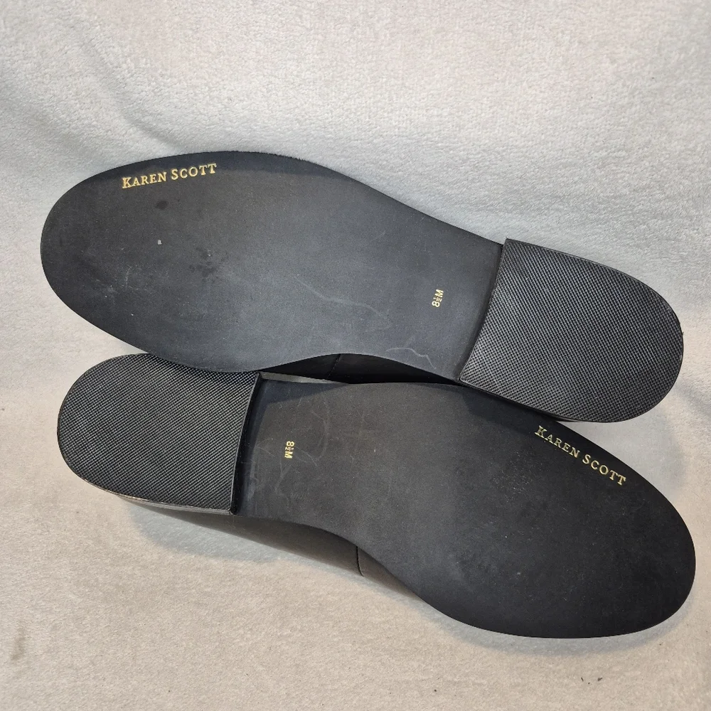 Karen Scott 8.5 Mari Leather Loafer Black & White Tweed Tassel Retro, Texture